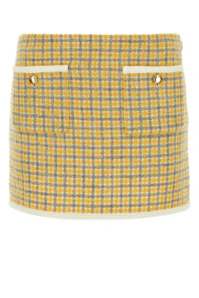 MIU MIU TWO-TONE BOUCLÃ© MINI SKIRT