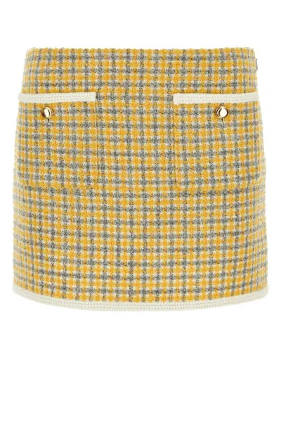 MIU MIU MIU MIU TWO TONE BOUCLÃ© MINI SKIRT