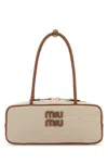 Miu Miu Two-tone Canvas Beau Shoulder Bag In Brown