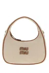 Miu Miu Two-tone Canvas Handbag In Brown