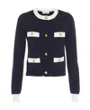 Miu Miu Two-tone Cashmere Cardigan In Blue