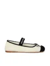 Miu Miu Ballerina In White And Black Crochet Knit Women In Avorionero