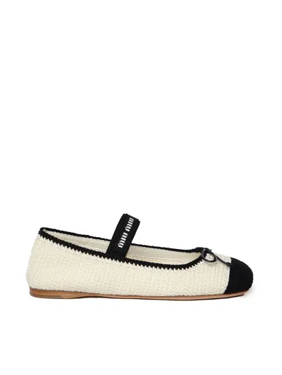 MIU MIU TWO-TONE CROCHET BALLERINAS