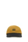 Miu Miu Two-tone Drill Baseball Cap In Black