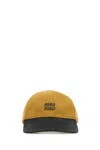Miu Miu Two-tone Drill Baseball Cap In Black