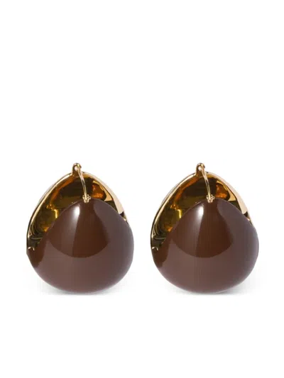 Miu Miu Two-tone Hoop Earrings In Brown