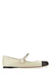 Miu Miu Ankle Strap Ballerinas In Avorio+nero