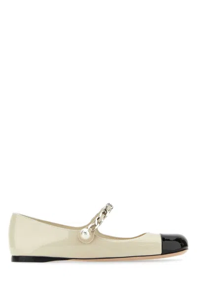 Miu Miu Ankle Strap Ballerinas In Avorionero
