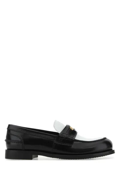 MIU MIU MIU MIU TWO TONE LEATHER LOAFERS
