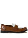 Miu Miu Two-tone Leather Loafers Featuring Metal Detail In Brown