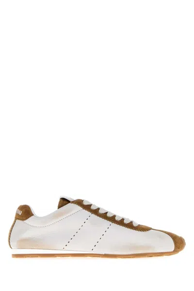 Miu Miu Two-tone Nappa Leather And Suede Sneakers In Multi