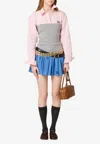 Miu Miu Two-tone Paneled Mini Skirt In Blue