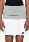 Miu Miu Two-tone Paneled Mini Skirt In Gray