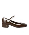 Miu Miu Maroon Round Toe Pumps In Red Sandalwood/white