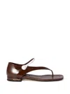 Miu Miu Two-tone Patent Leather Mary Jane Thong Sandals In Brown