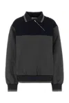 Miu Miu Two-tone Stretch Viscose Blend Oversize Polo Shirt In Blue