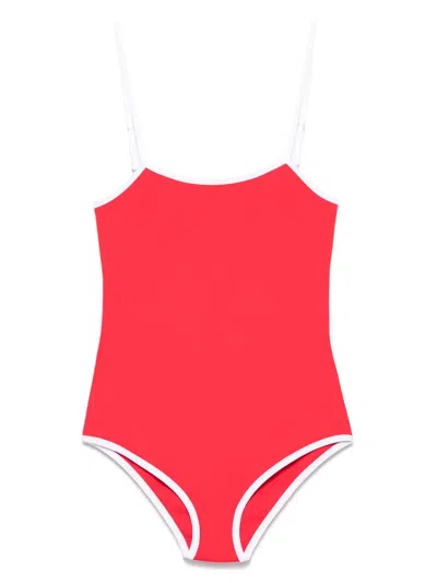 Miu Miu Sleeveless One-piece Swimsuit In Red