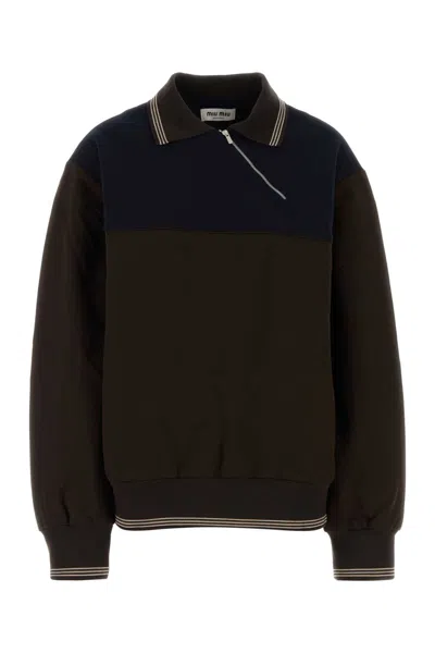 MIU MIU TWO-TONE VISCOSE BLEND OVERSIZE SWEATSHIRT