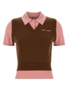Miu Miu Two-tone Wool Blend Polo Shirt In Multicoloured