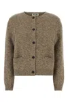 Miu Miu Wool Cardigan With Crew Neck And Pockets In Animal Print