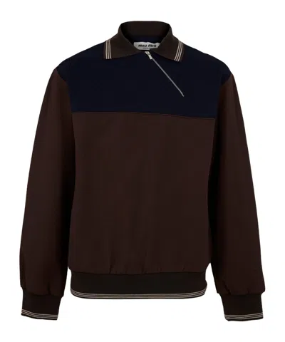 Miu Miu Two-tone Sweater In Brown