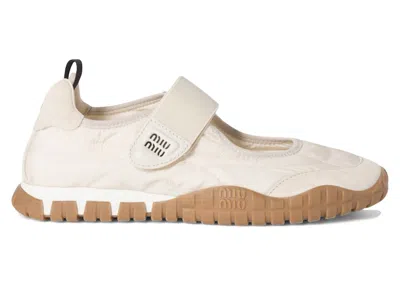Pre-owned Miu Miu Tyre Ballerinas (women's) Sneakers In Ivory In White