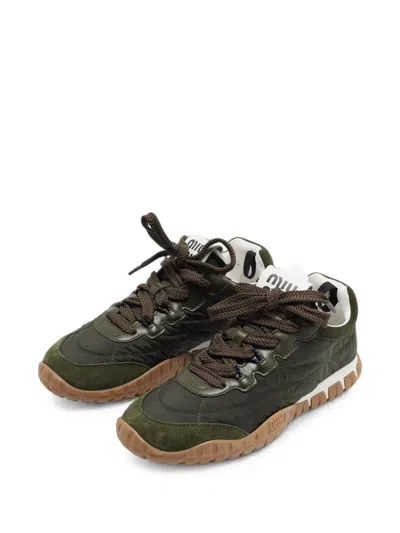 Pre-owned Miu Miu Tyre Low-top Sneakers In Green
