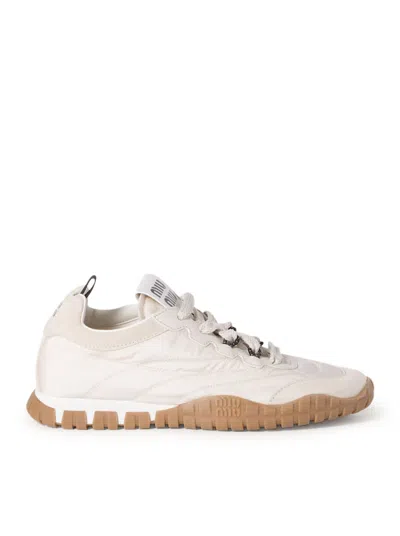MIU MIU TYRE SNEAKERS IN TECHNICAL FABRIC AND SUEDE