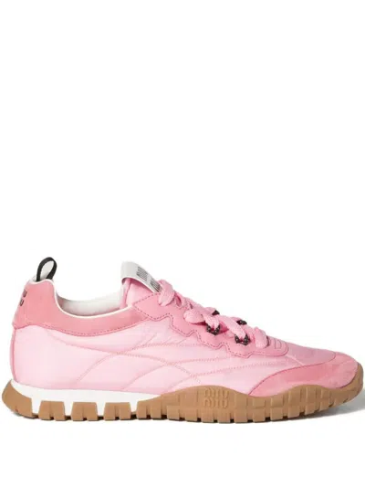 MIU MIU MIU MIU TYRE SNEAKERS IN TECHNICAL FABRIC AND SUEDE SHOES