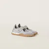 Miu Miu Sport Quilted Nylon Mary Jane Sneaker In Cloudy Gray