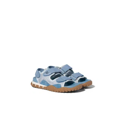 Miu Miu Tyre Technical Fabric And Suede Sandals In Blue