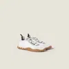 Miu Miu Prada Two-tone Leather And Tech Fabric Sneakers In White
