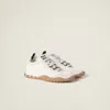 Miu Miu Tyre Technical Fabric And Suede Sneakers In Ivory
