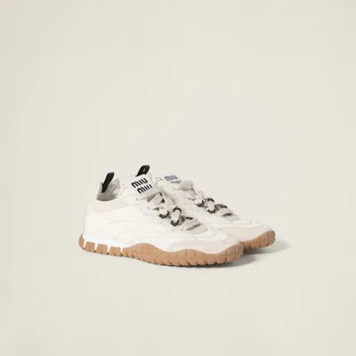 MIU MIU TYRE TECHNICAL FABRIC AND SUEDE SNEAKERS