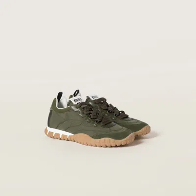 MIU MIU TYRE TECHNICAL FABRIC AND SUEDE SNEAKERS