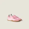 Miu Miu Tyre Sneakers In Technical Fabric And Suede Shoes In Pink