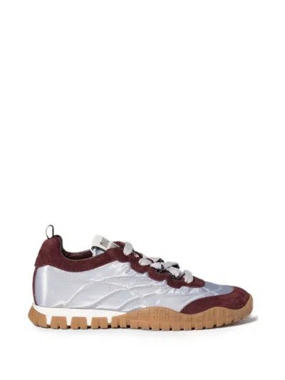 Miu Miu Tyre Sneakers Aus Technischem Gewebe Und Wildleder In Silver