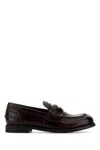 MIU MIU TYRIAN PURPLE LEATHER LOAFERS