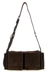 Miu Miu Suede Utilitaire Crossbody Bag Adjustable Strap In Brown