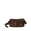 Miu Miu Suede Utilitaire Crossbody Bag Adjustable Strap In Brown