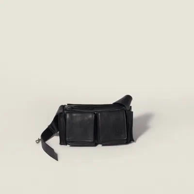 Miu Miu Utilitaire Nappa Leather Shoulder Bag In Black