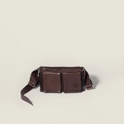Miu Miu Utilitaire Nappa Leather Shoulder Bag In Brown