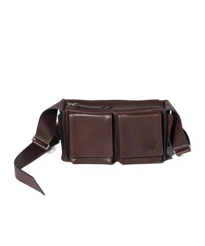 Miu Miu Suede Utilitaire Crossbody Bag Adjustable Strap In Brown
