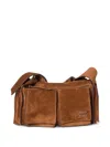 Miu Miu Suede Utilitaire Crossbody Bag Adjustable Strap In Brown