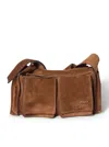 Miu Miu Suede Utilitaire Crossbody Bag Adjustable Strap In Brown