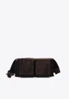 Miu Miu Suede Utilitaire Crossbody Bag Adjustable Strap In Brown