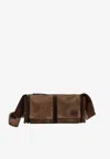 Miu Miu Suede Utilitaire Crossbody Bag Adjustable Strap In Brown