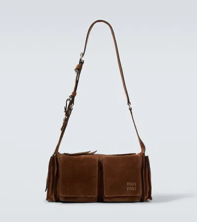 Miu Miu Utilitaire Suede Shoulder Bag