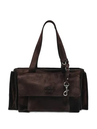 Miu Miu Utilitaire Tote Bag In Brown
