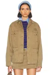 Miu Miu Satin Garment-dyed Utility Jacket In Olive